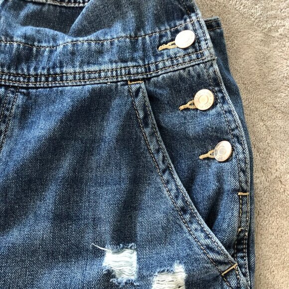 Gap Distressed Medium Wash Denim Overalls - Picture 10 of 16